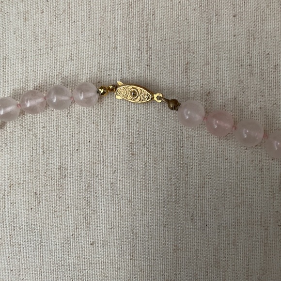 Hand Knotted Pink Rose Quartz Necklace 18” - Picture 3 of 4